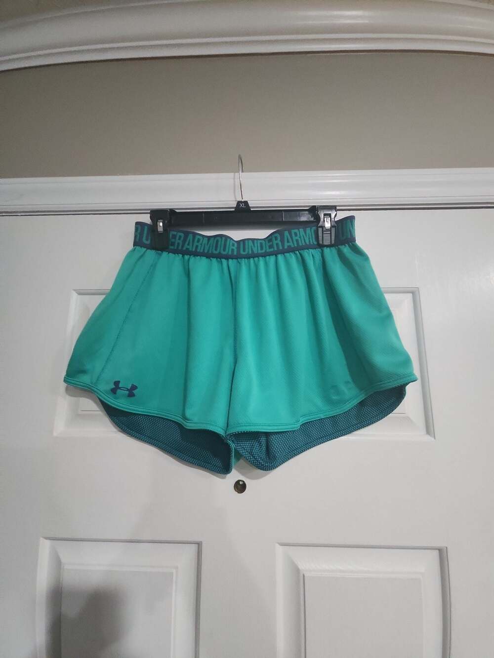 Under Armour Women's Play Up 3.0 Athletic Shorts, Teal Reversible